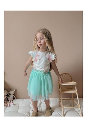ست بالاتنه و پائین تنه فیروزه ای بچه گانه بافتنی My Kids Wear - کد 927569514