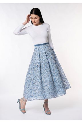 دامن آبی زنانه مخلوط ویسکون Guzella - کد 926944951
