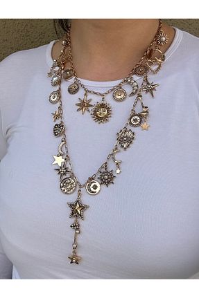 گردنبند جواهر طلائی زنانه برنجی YENGEÇ - کد 924224613