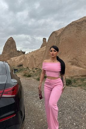 ست بالاتنه و پائین تنه صورتی زنانه بافتنی Siner Fashion - کد 925355953