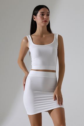 ست بالاتنه و پائین تنه سفید زنانه لیکرا ZEYCEN - کد 927583698