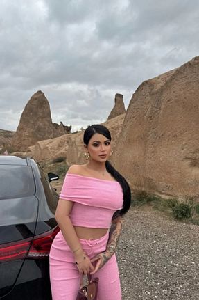 ست بالاتنه و پائین تنه صورتی زنانه بافتنی Siner Fashion - کد 925355953
