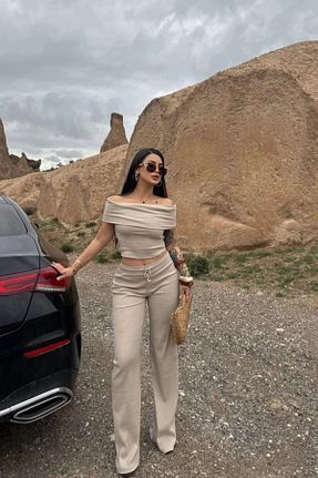 ست بالاتنه و پائین تنه بژ زنانه بافتنی Siner Fashion - کد 925355307