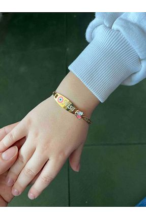 دستبند استیل (فولاد) زرد بچه گانه Sahi Aksesuar - کد 892312021