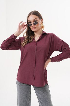 پیراهن زرشکی زنانه اورسایز Laressi - کد 927592021