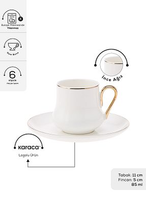 فنجان قهوه سفید 6 نفره Karaca - کد 176863835