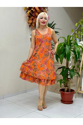 لباس نارنجی زنانه بافتنی Punta Otantik - کد 927597212