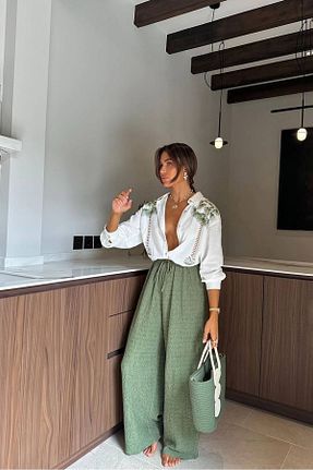 ست بالاتنه و پائین تنه سبز زنانه بافتنی XXL BUTİK - کد 927602253