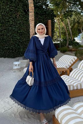 ست بالاتنه و پائین تنه حجاب سرمه ای زنانه کلوش NAGE COLLECTION - کد 927601275