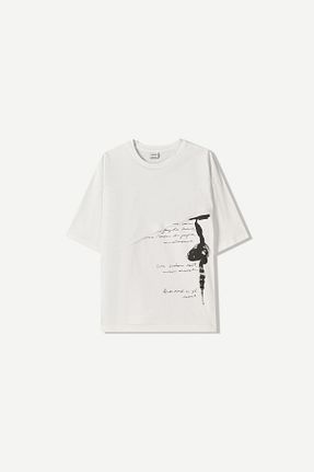 تیشرت سفید مردانه Relaxed Bershka - کد 927636588
