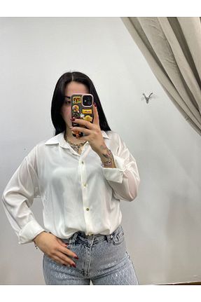 پیراهن سفید زنانه رگولار FASİON - کد 927639526