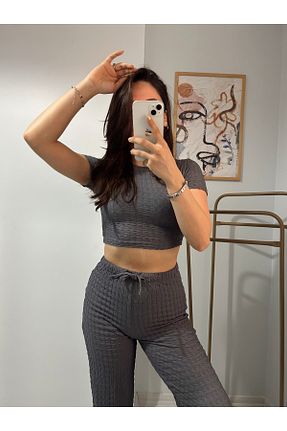 ست بالاتنه و پائین تنه طوسی زنانه بافتنی RaVe Collection - کد 927639378