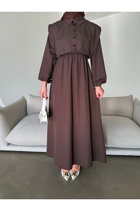 لباس حجاب قهوه ای زنانه رگولار ENSA TESETTUR - کد 828908642