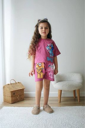 ست بالاتنه و پائین تنه صورتی بچه گانه بافتنی jeliboomkidswear - کد 927637199