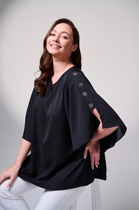 بلوز سایز بزرگ مشکی زنانه سایز بزرگ DE WHITES - کد 927628889