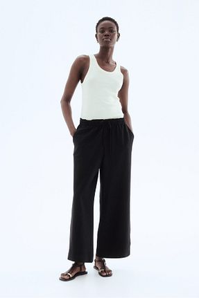 شلوار مشکی زنانه مخلوط کتان H&M - کد 927649634