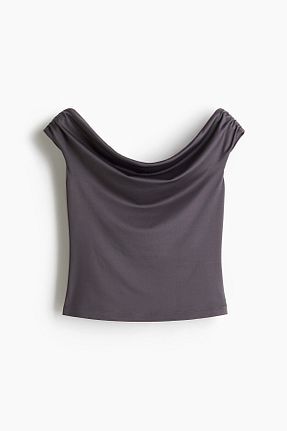 بادی طوسی زنانه یقه قایقی H&M - کد 927650305