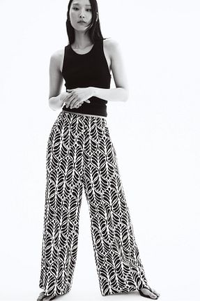 شلوار سفید زنانه مخلوط کتان H&M - کد 927648775