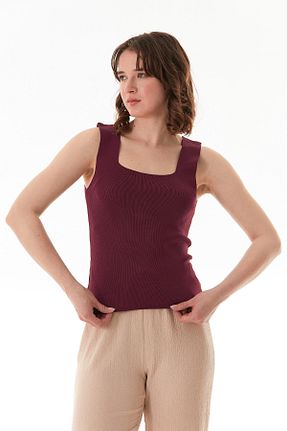 بلوز زرشکی زنانه ساده Fullamoda - کد 927652402