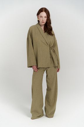 ست بالاتنه و پائین تنه خاکی زنانه اورسایز BOHEMAİ - کد 927663611