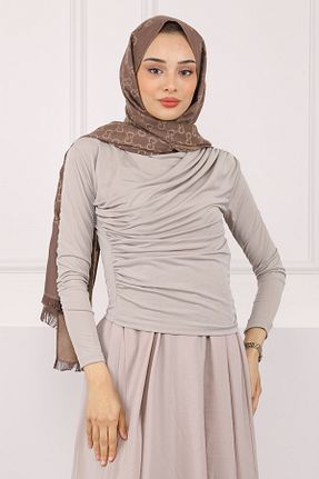 بلوز حجاب طوسی زنانه رگولار İmajButik - کد 927678884