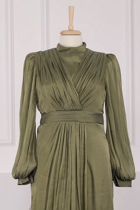 لباس مجلسی حجاب خاکی زنانه یقه هفت İmajButik - کد 927679431