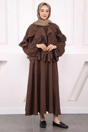 ست بالاتنه و پائین تنه حجاب قهوه ای زنانه رگولار İmajButik - کد 927680985