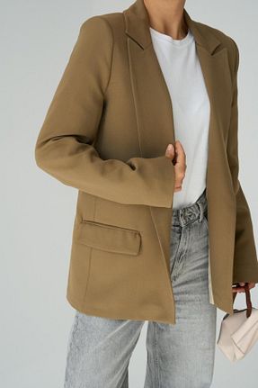 بلوز قهوه ای زنانه یقه کتی MODA - کد 927683562
