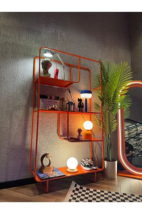 قفسه کتاب نارنجی 180 سانتی متر retron atölye woodworks - کد 927689743