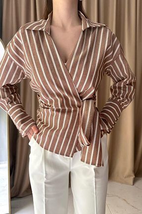 پیراهن قهوه ای زنانه رگولار lizge giyim - کد 927709689