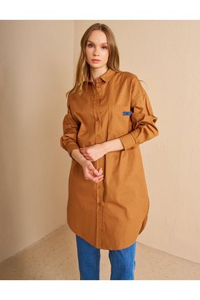 تونیک حجاب قهوه ای زنانه پنبه ای Kayra - کد 927780727