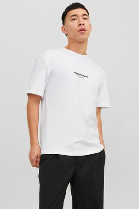 تیشرت سفید مردانه یقه دوچرخه Jack & Jones - کد 738449376