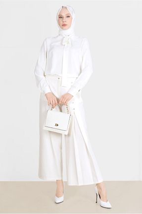 شلوار پارچه ای سفید زنانه بلند Alvina - کد 809513395