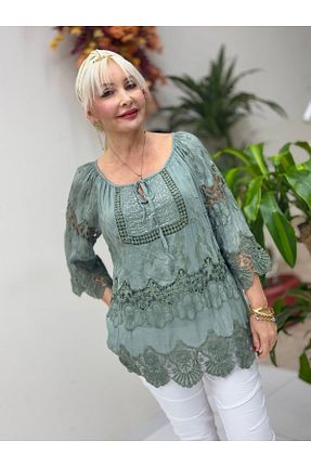 بلوز خاکی زنانه رگولار Punta Otantik - کد 927784751