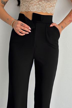 شلوار پارچه ای مشکی زنانه فاق بلند Polo State - کد 927787166