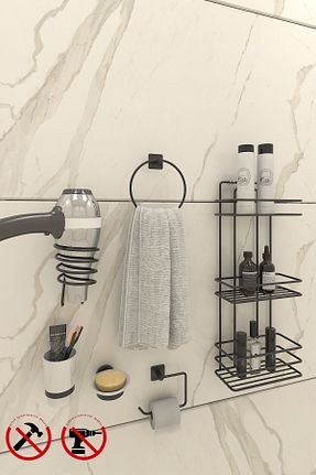 ست حمام مشکی فلزی Alper Banyo - کد 810273217