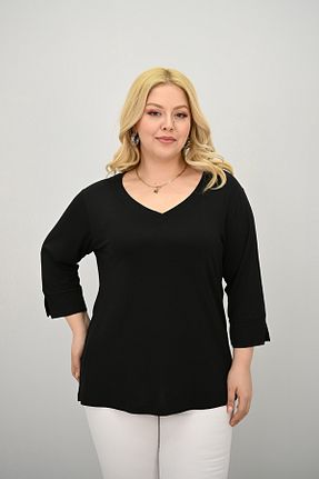 بلوز سایز بزرگ مشکی زنانه سایز بزرگ Koza Butik - کد 927802465