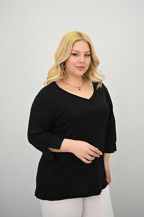 بلوز سایز بزرگ مشکی زنانه سایز بزرگ Koza Butik - کد 927802465