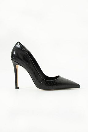 کفش پاشنه بلند کلاسیک مشکی زنانه نقره Gökçe Shoes - کد 927801687