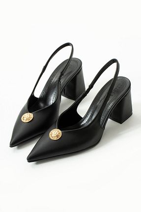 کفش پاشنه بلند کلاسیک مشکی زنانه چرم مصنوعی Gökçe Shoes - کد 927802403