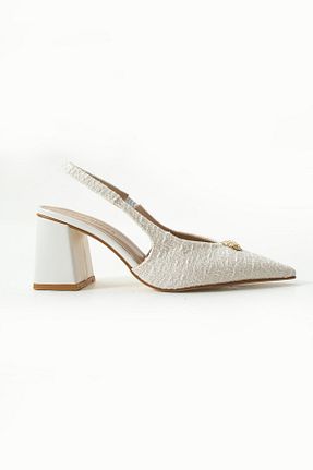 کفش پاشنه بلند کلاسیک سفید زنانه چرم مصنوعی Gökçe Shoes - کد 927802412