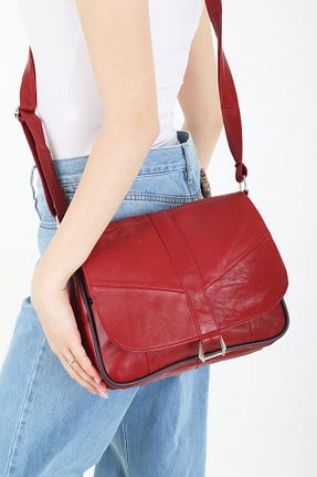 کیف پستچی زرشکی زنانه چرم خالص Erzeno - کد 927812820