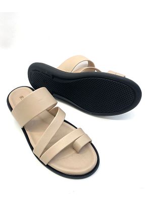 دمپائی بژ مردانه چرم خالص stok83 - کد 927812303