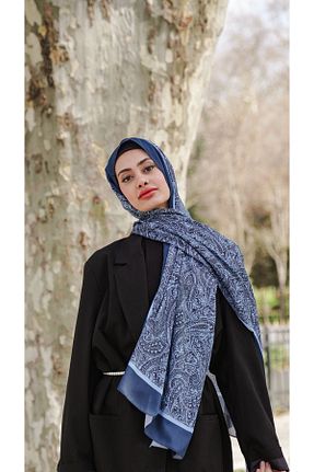 شال آبی زنانه پنبه پلی استر yasmelfemme - کد 927824936