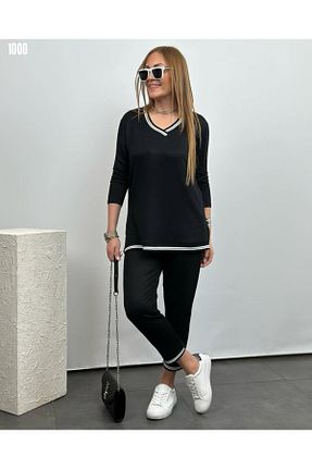 ست بالاتنه و پائین تنه مشکی زنانه بافتنی Genel Markalar - کد 927819576