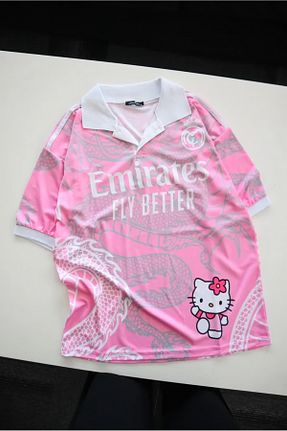 تیشرت صورتی زنانه اورسایز Ef Butik - کد 927814981