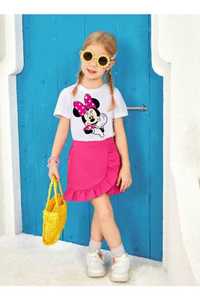 ست بالاتنه و پائین تنه صورتی بچه گانه بافت bebekpare - کد 927820557
