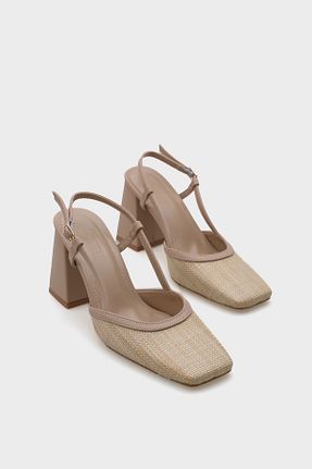 کفش پاشنه بلند کلاسیک خاکی زنانه چرم مصنوعی Capone Outfitters - کد 808322199