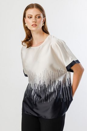 بلوز سایز بزرگ مشکی زنانه Straight Ekol - کد 927821194