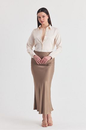 دامن قهوه ای زنانه ساتن Rays - کد 927841336